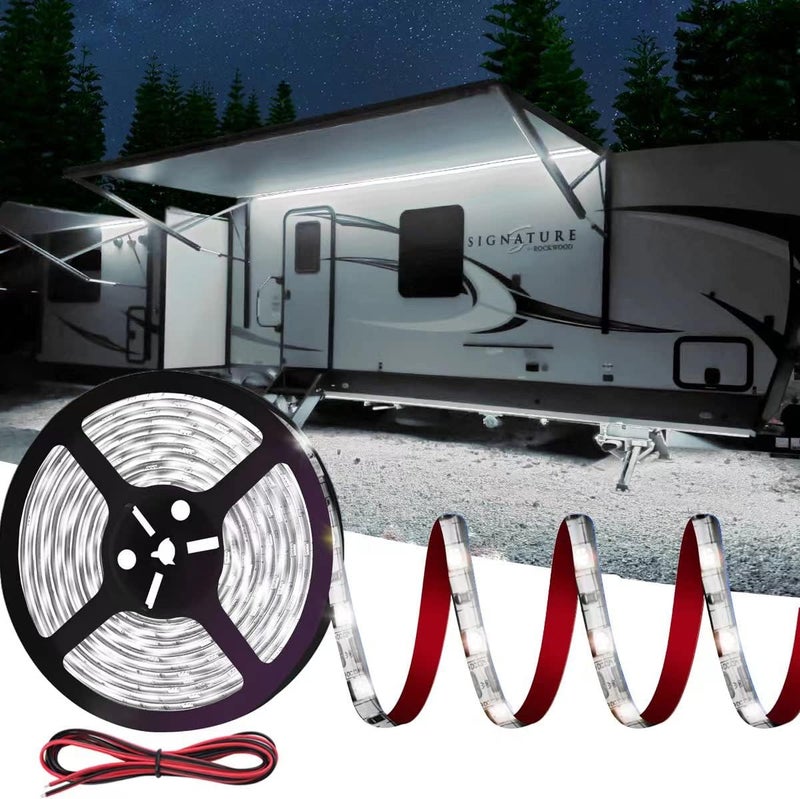 Vbakor 25FT RV Underglow Led Lights Kit, 12V Camper Underbody Lights for Motorhome Travel Trailer Concession Stands Food Trucks, RV Awning Light, RV Led Strip Lights (White) - Image 1